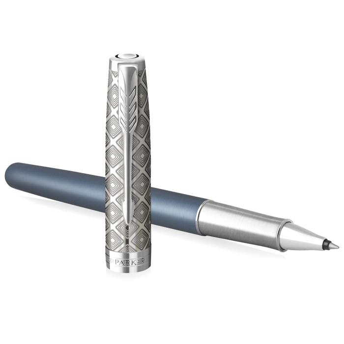 

Ручка-роллер Parker Sonnet Premium T537 Metal Blue CT F 0.5 мм, корпус из латуни, чёрные чернила