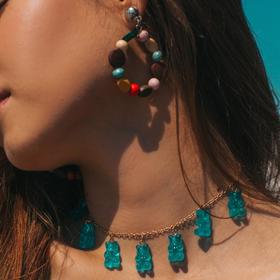 

Серьги "Бусины" хиппи, цветные в серебре