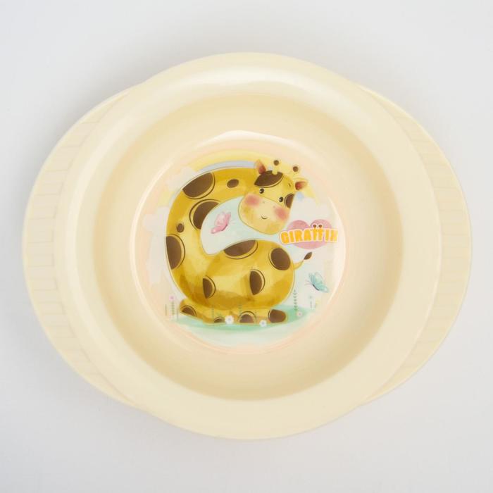 Тарелка детская на присоске Giraffix, цвет МИКС безопасная детская столовая тарелка однотонная милая мультяшная детская тарелка на присоске тренировочная посуда для детей миски для ко