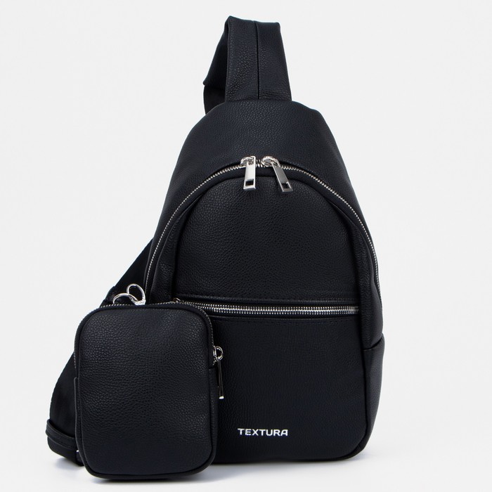Сумка слинг, кошелёк TEXTURA, искусственная кожа, цвет чёрный сумка слинг textura повседневная искусственная кожа бежевый