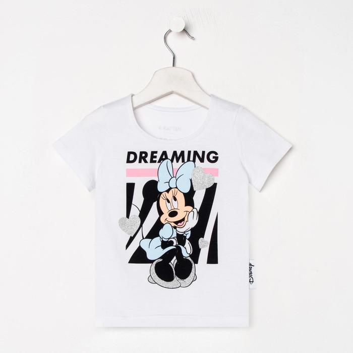 фото Футболка детская "dreaming" минни маус, рост 98-104, белый disney