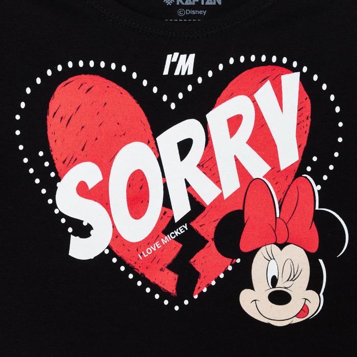 

Футболка детская укороченная «Sorry» Минни Маус, цвет чёрный