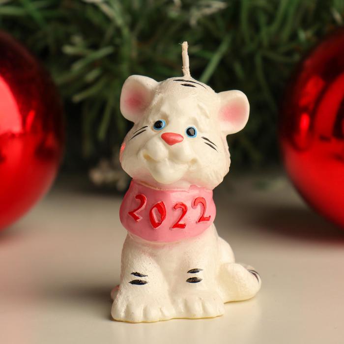 

Свеча новогодняя декоративная "Тигренок - малыш", 4,5х6,1х7,5 см, белый