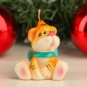 

Свеча новогодняя декоративная "Тигренок с шарфом", 7х4,7х7 см, микс
