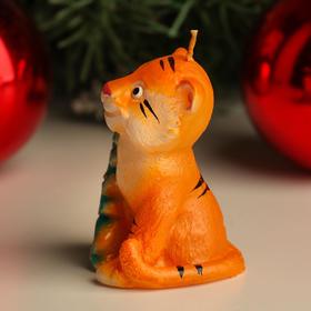 

Свеча новогодняя декоративная "Тигр с елкой", 4х5,1х7 см, микс