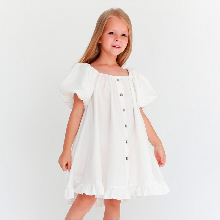 Платье детское KAFTAN Cute, р. 34 (122-128), белый платье детское kaftan cute р 34 122 128 белый 1 шт