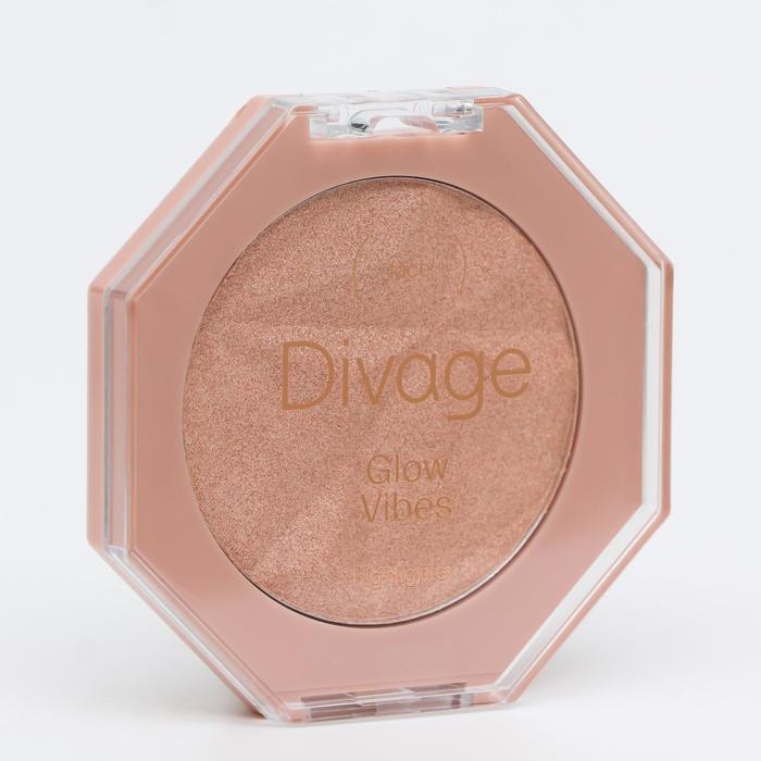 Хайлайтер для лица компактный Glow Vibes Divage № 02 розовое золото