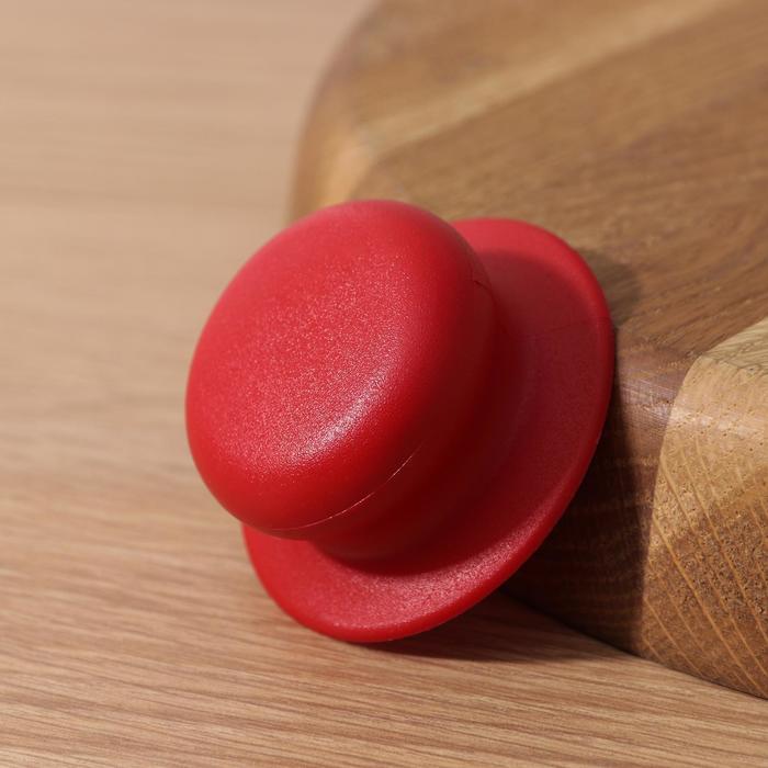 Ручка для крышки на посуда с саморезом, d=6 см, цвет красный