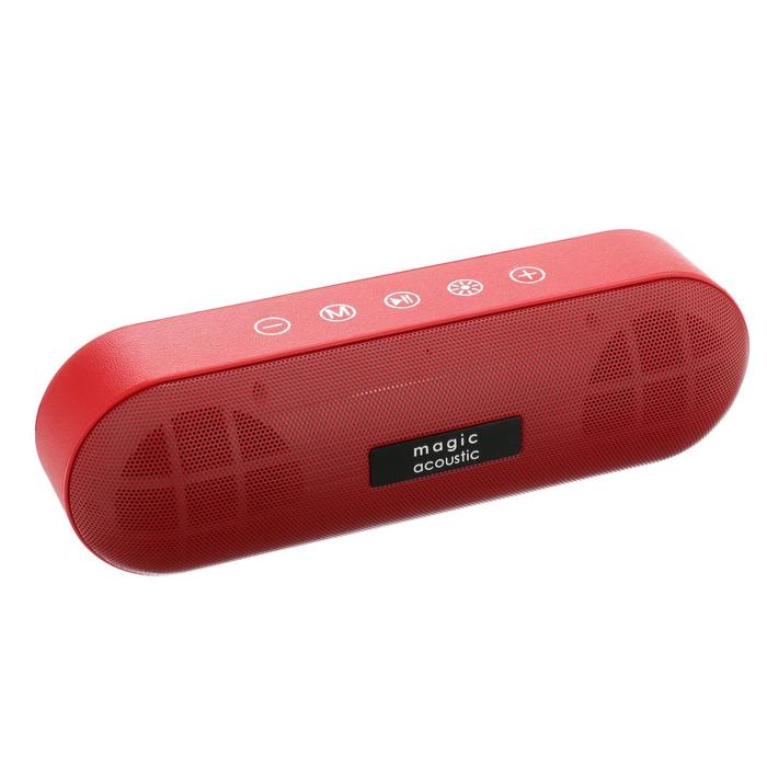 Портативная колонка SK1019R, microSD/USB/AUX,  Bluetooth 5.0, 2 х 5 Вт, 1200 мАч, красная