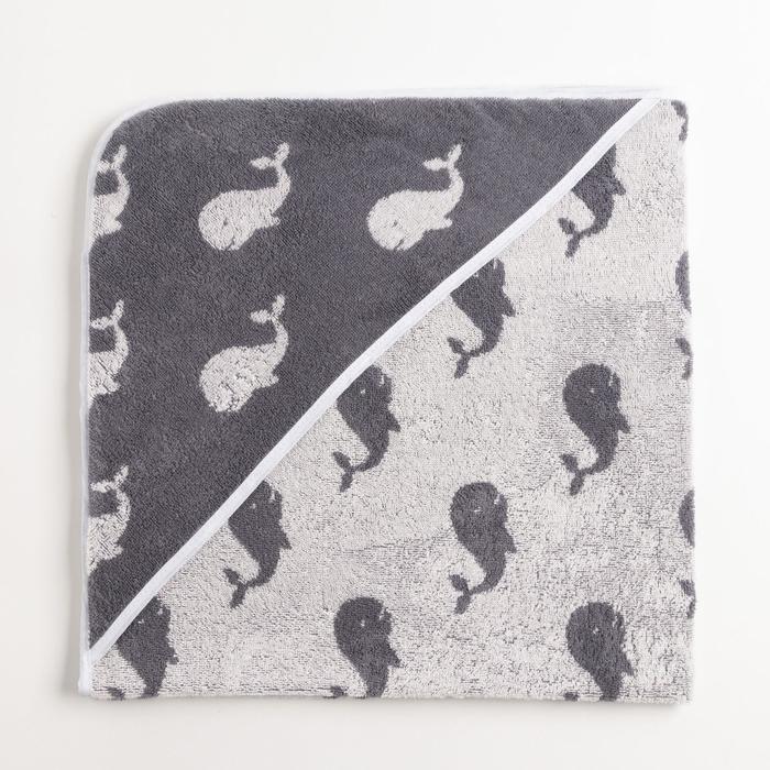 фото Полотенце-уголок махровый крошка я «зоопарк» 85*85 см, цв. серый, 100%хл, 360 г/м2