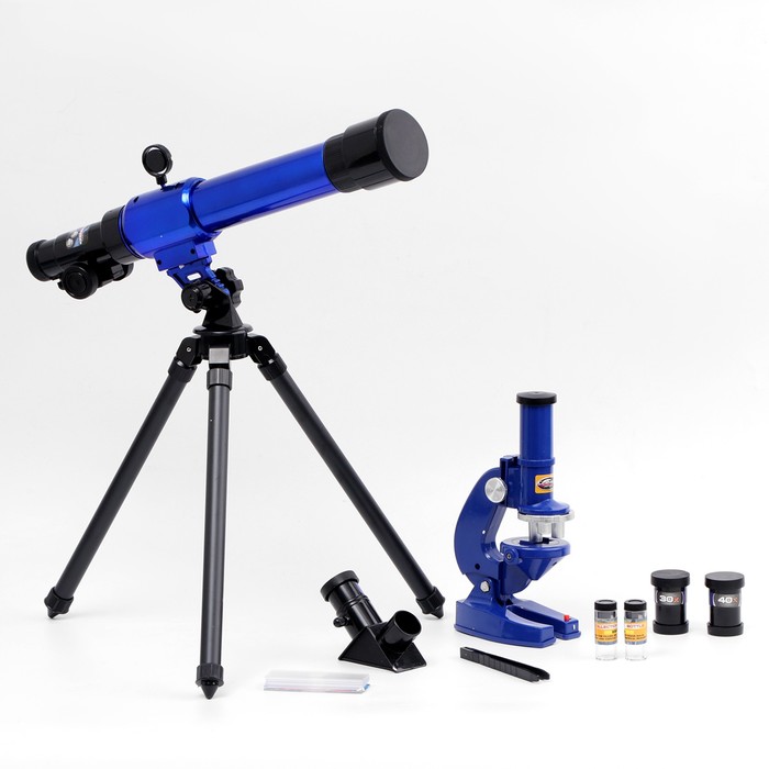 Набор обучающий Опыт телескоп настольный , сменные линзы 20х 30х 40х, микроскоп 100х 200х 450х, инструменты для исследования