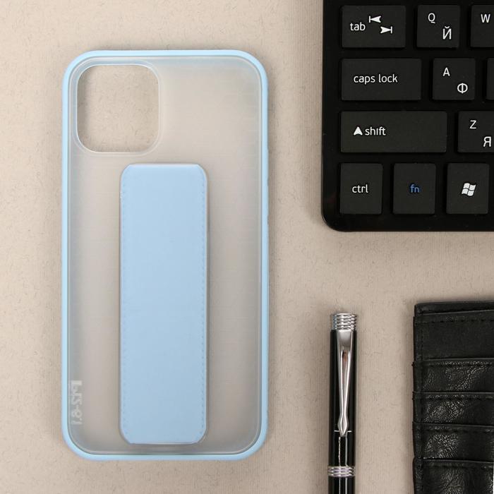

Чехол LuazON для iPhone 12/12 Pro, с ремешком-подставкой, пластиковый, голубой