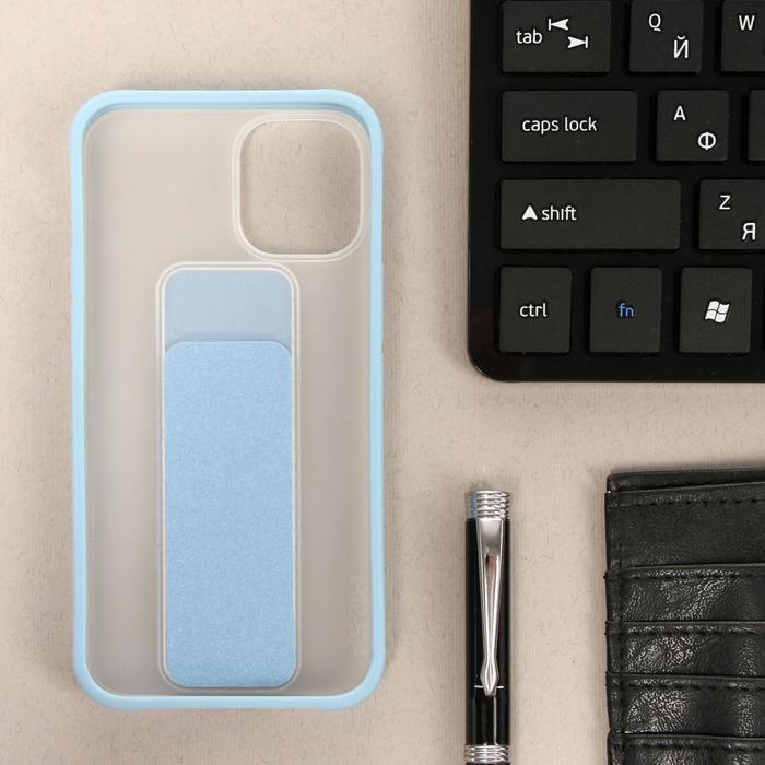 фото Чехол luazon для iphone 12 mini, с ремешком-подставкой, пластиковый, голубой luazon home