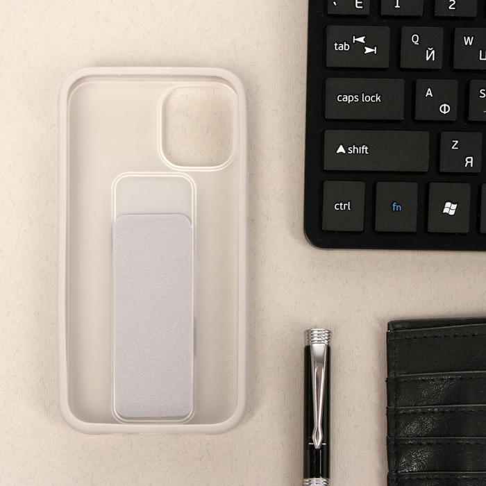 фото Чехол luazon для iphone 12 mini, с ремешком-подставкой, пластиковый, серый luazon home
