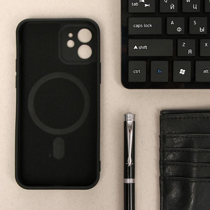 фото Чехол luazon для iphone 12, поддержка magsafe, силиконовый, черный luazon home
