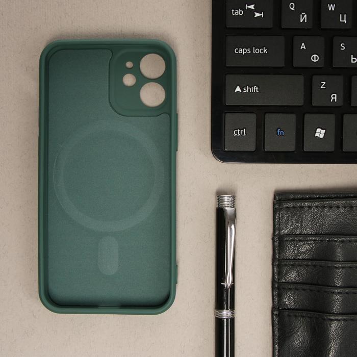 фото Чехол luazon для iphone 12 mini, поддержка magsafe, силиконовый, темно-зеленый luazon home