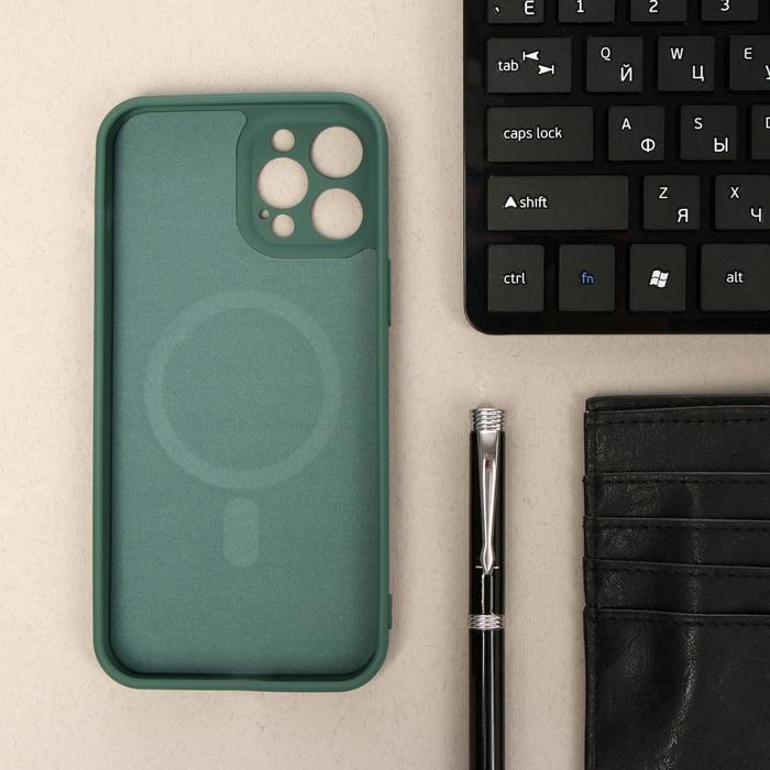 фото Чехол luazon для iphone 12 pro max, поддержка magsafe, силиконовый, темно-зеленый luazon home
