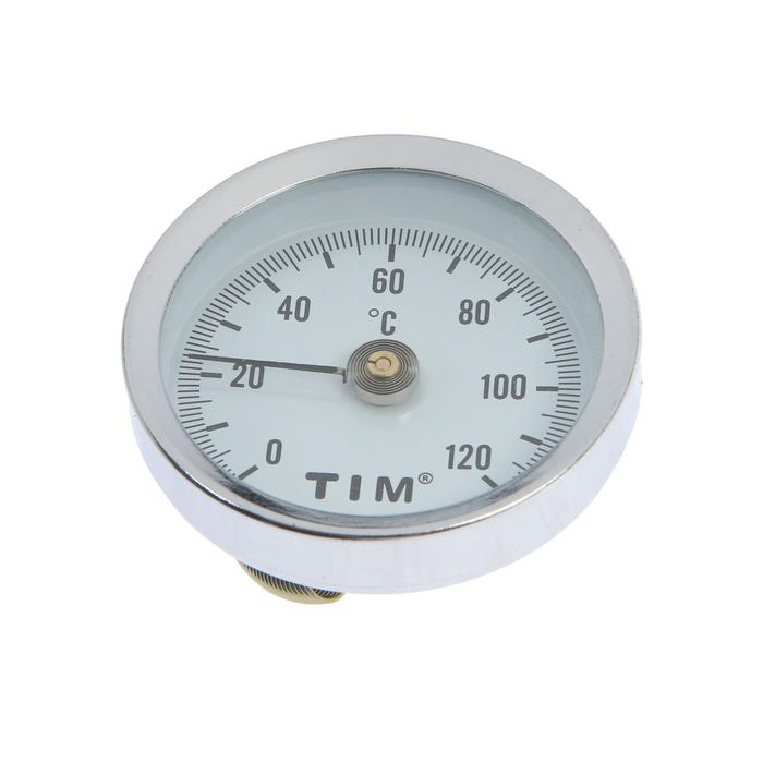 фото Термометр tim y-63a-120, накладной, с пружиной, 1/4", корпус d=63 мм, 0℃-120℃