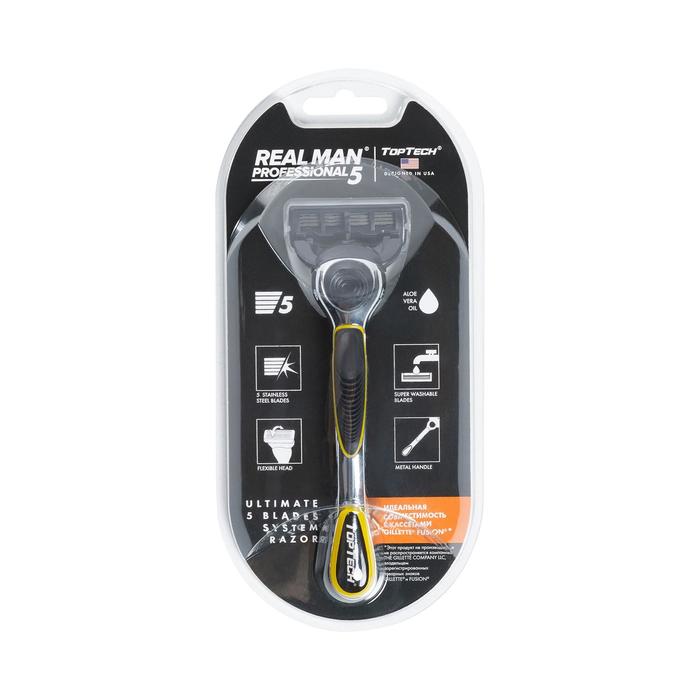 

Бритвенный станок Toptech Razor 5, 1 бритва + сменная кассета, 5 лезвий, совместим с Gillette Fusion5, Fusion5 Power