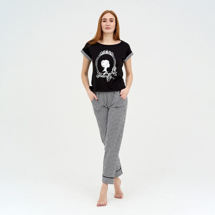 фото Костюм женский (футболка, брюки), цвет чёрный, размер 44 марис