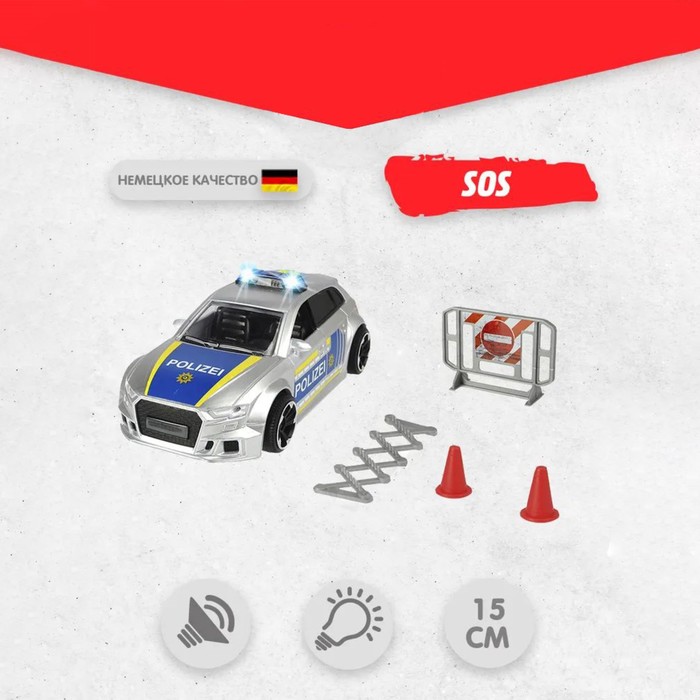 Полицейская машинка Audi RS3 фрикционная, 15 см машины dickie полицейская машинка audi rs3 фрикционная с аксессуарами 15 см