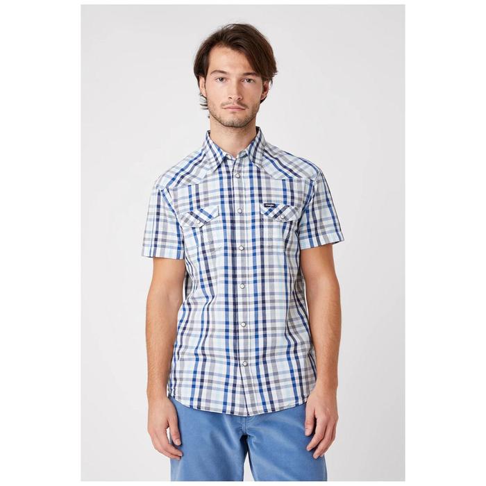 фото Рубашка мужская ss western shirt cerulean blue, размер 48 (w5j04mxvt) wrangler