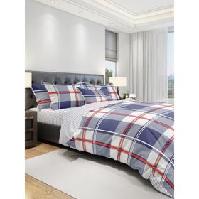 

КПБ Eco cotton Grid BL евро, размер 215x240 см, 200x220 см, 70x70 - 2 шт