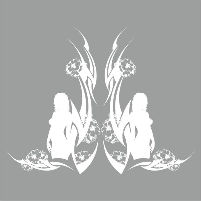 Тонировка-уголок Девушка с узорами №2, белая, 50 х 23 см