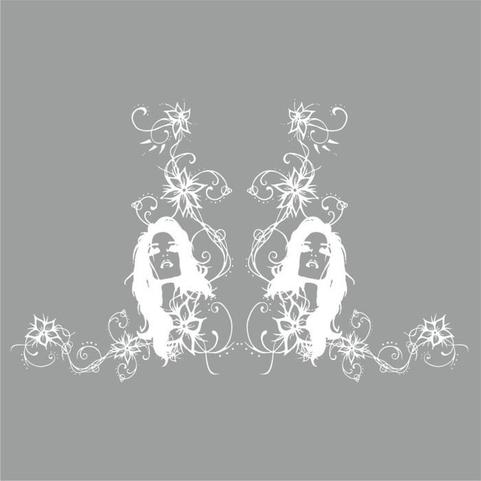 Тонировка-уголок Девушка с узорами №4, белая, 50 х 23 см