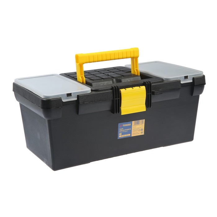 фото Ящик для инструмента tundra, 16", 39х20х17 см, пластиковый, съемный лоток, 2 органайзера