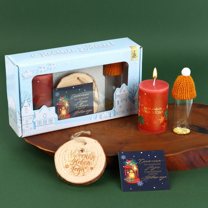 фото Набор свеча с банкой для пожеланий «счастливого нового года», 21,2 х 12 х 5,4 см зимнее волшебство