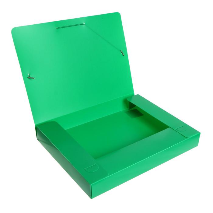 Папка-короб на резинке А4. 700 мкм, корешок 40 мм, Calligrata, пластик, зелёная, до 300 листов