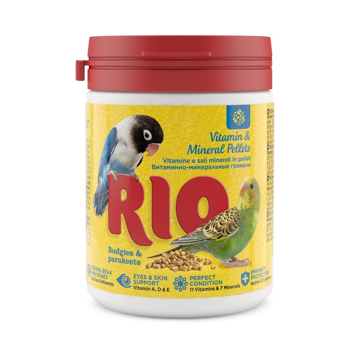 цена Витаминно-минеральные гранулы RIO для волнистых и средних попугаев, 120 г