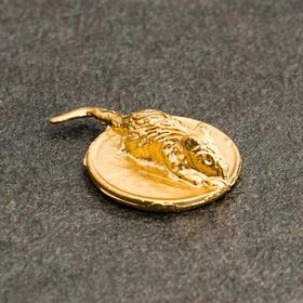 Сувенир кошельковый "Золотая Мышка на монете", олово, 0,6х2,2х1,6 см
