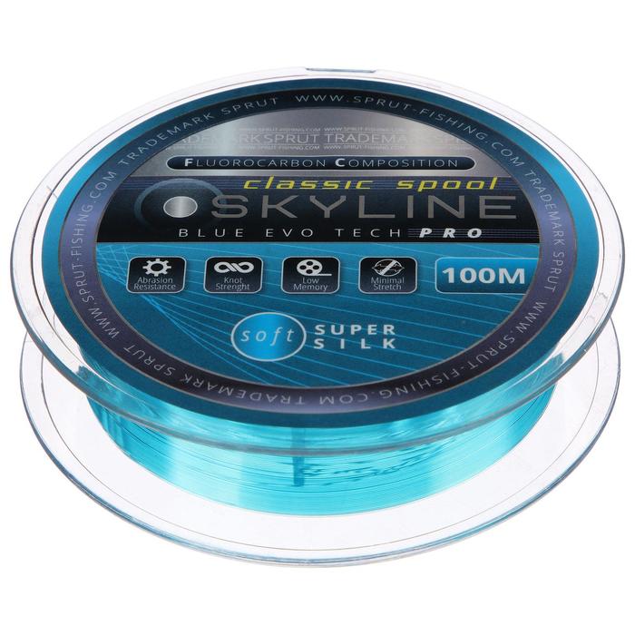 фото Леска sprut skyline fluorocarbon composition evotech classic blue 0,235 мм, 100 м