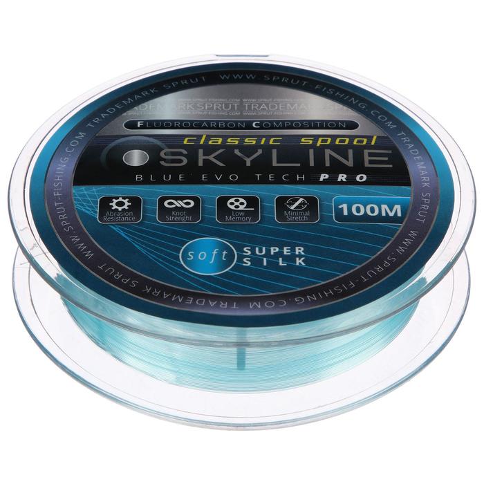 фото Леска sprut skyline fluorocarbon composition evotech classic blue 0,255 мм, 100 м