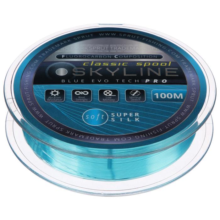 фото Леска sprut skyline fluorocarbon composition evotech classic blue 0,405 мм, 100 м