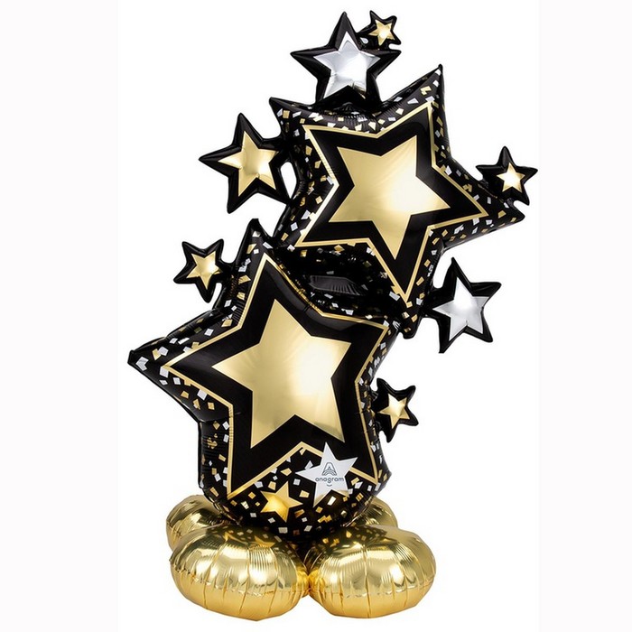 Шар фольгированный 59 «Звёзды», Black&Gold, фигура под воздух шар фольгированный 58 гном с подарком фигура под воздух