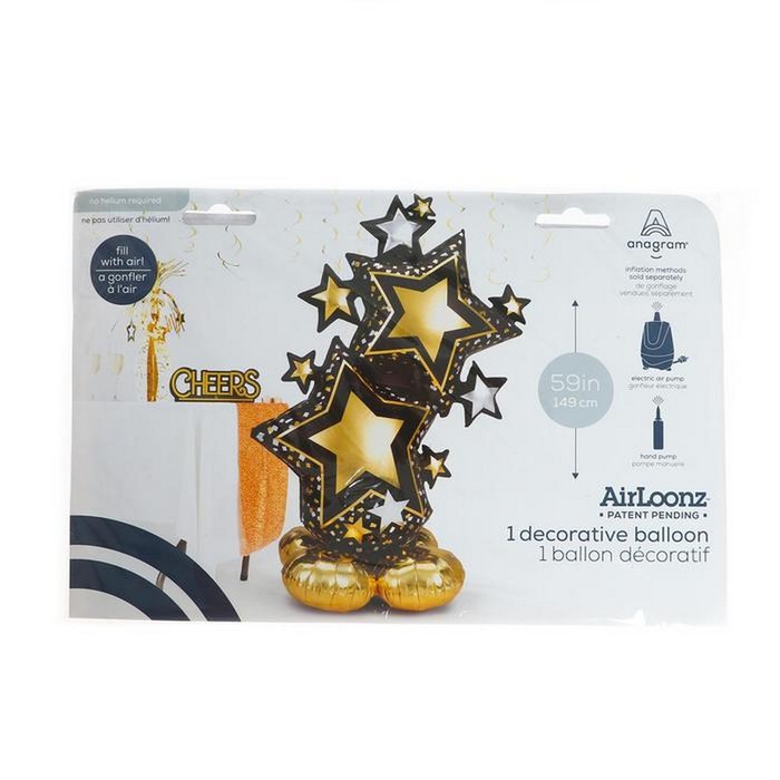 Шар фольгированный 59" «Звёзды», Black&Gold, фигура под воздух 7012662