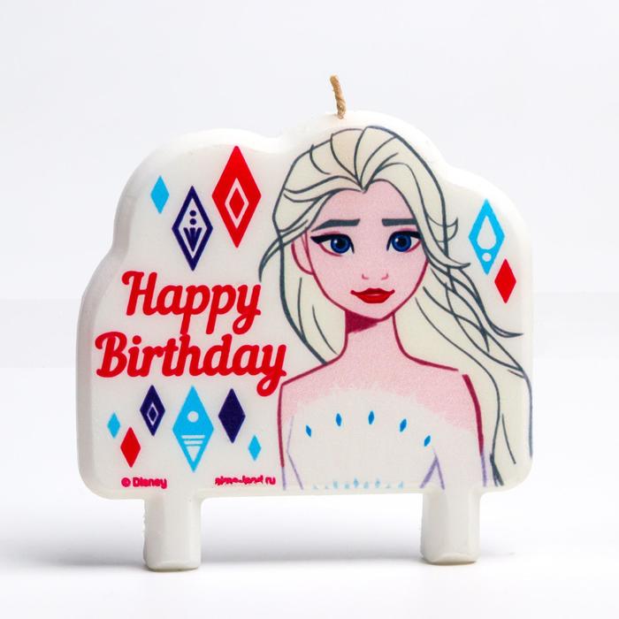 Свеча в торт "Happy Birthday", Холодное сердце