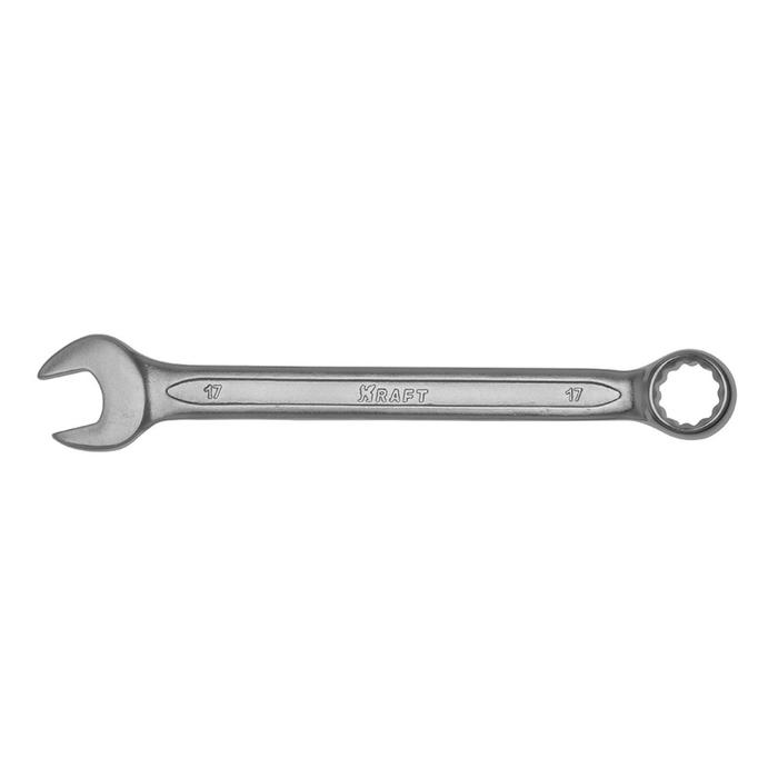 цена Ключ комбинированный KRAFT KT 700511, Cr-V; холодный штамп, в холдере, 17 мм