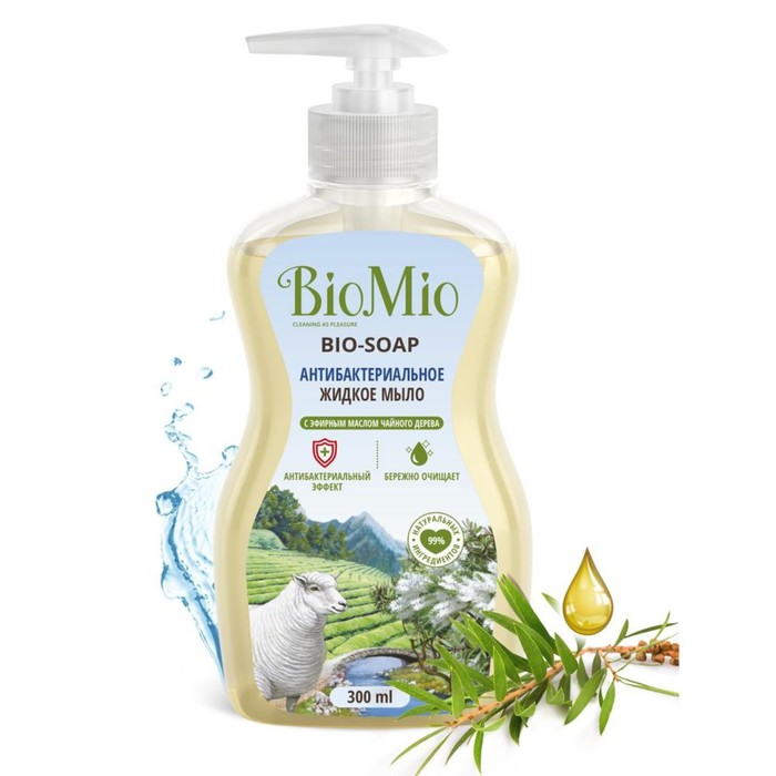 антибактериальное жидкое мыло biomio bio soap с маслом чайного дерева 300 мл в наборе1шт Антибактериальное жидкое мыло BioMio BIO-SOAP с маслом чайного дерева, 300 мл