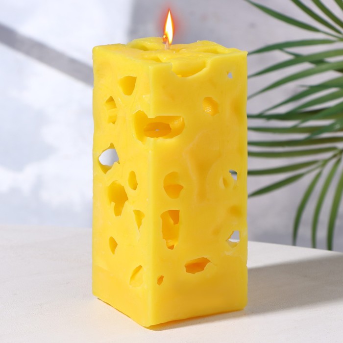 Свеча ароматическая декоративная Ажурная, желтый, 6х6х12 см, дыня