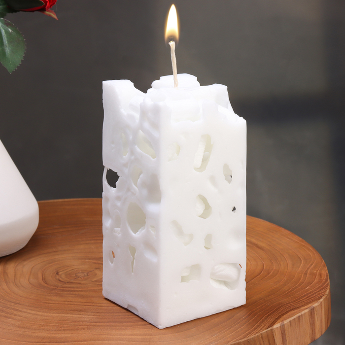 Свеча ароматическая декоративная Ажурная, белый, 6х6х12 см, чистый хлопок