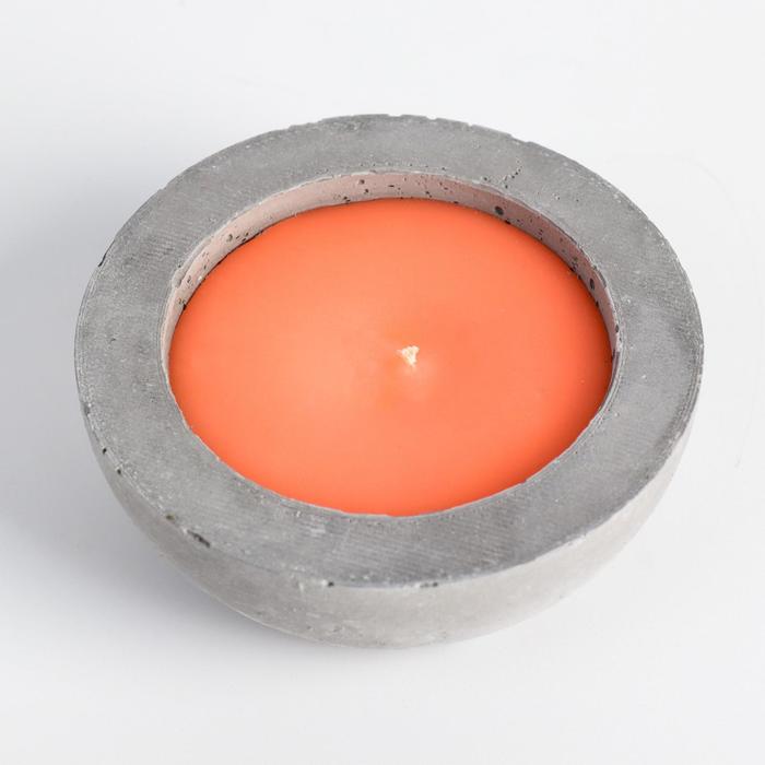 Свеча ароматическая в бетоне "Полусфера", 9х4 см, оранжевый, апельсин и корица