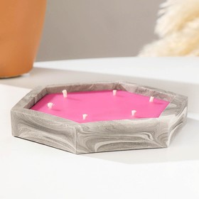 Свеча фигурная ароматическая в бетоне 'Шестигранник', 14,5х2 см,розовый,клубника Ош