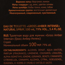 Туалетная вода мужская Gross Amber Intense, 100 мл