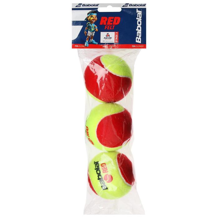 фото Мяч теннисный babolat red, 3 шт., войлок, шерсть, резина, цвет желтый/красный