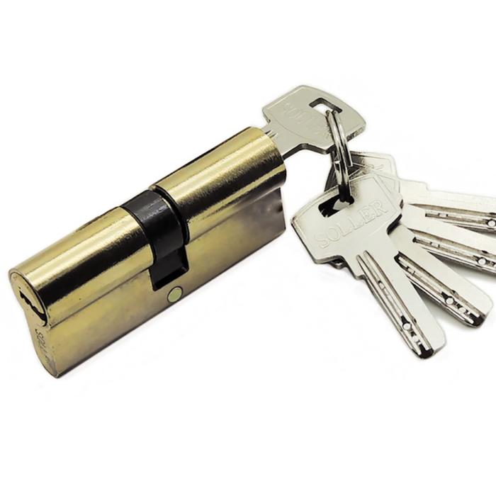Механизм цилиндровый SOLLER, F5, 70 мм, 5 ключей, латунь, металл, профильный ключ, цвет золото   706