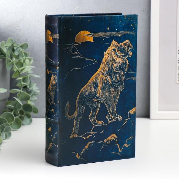 

Сейф-книга дерево кожзам "Лев на скале" 21х13х5 см